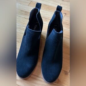 Toms  ankle booties 8.5w- black- wedge heel